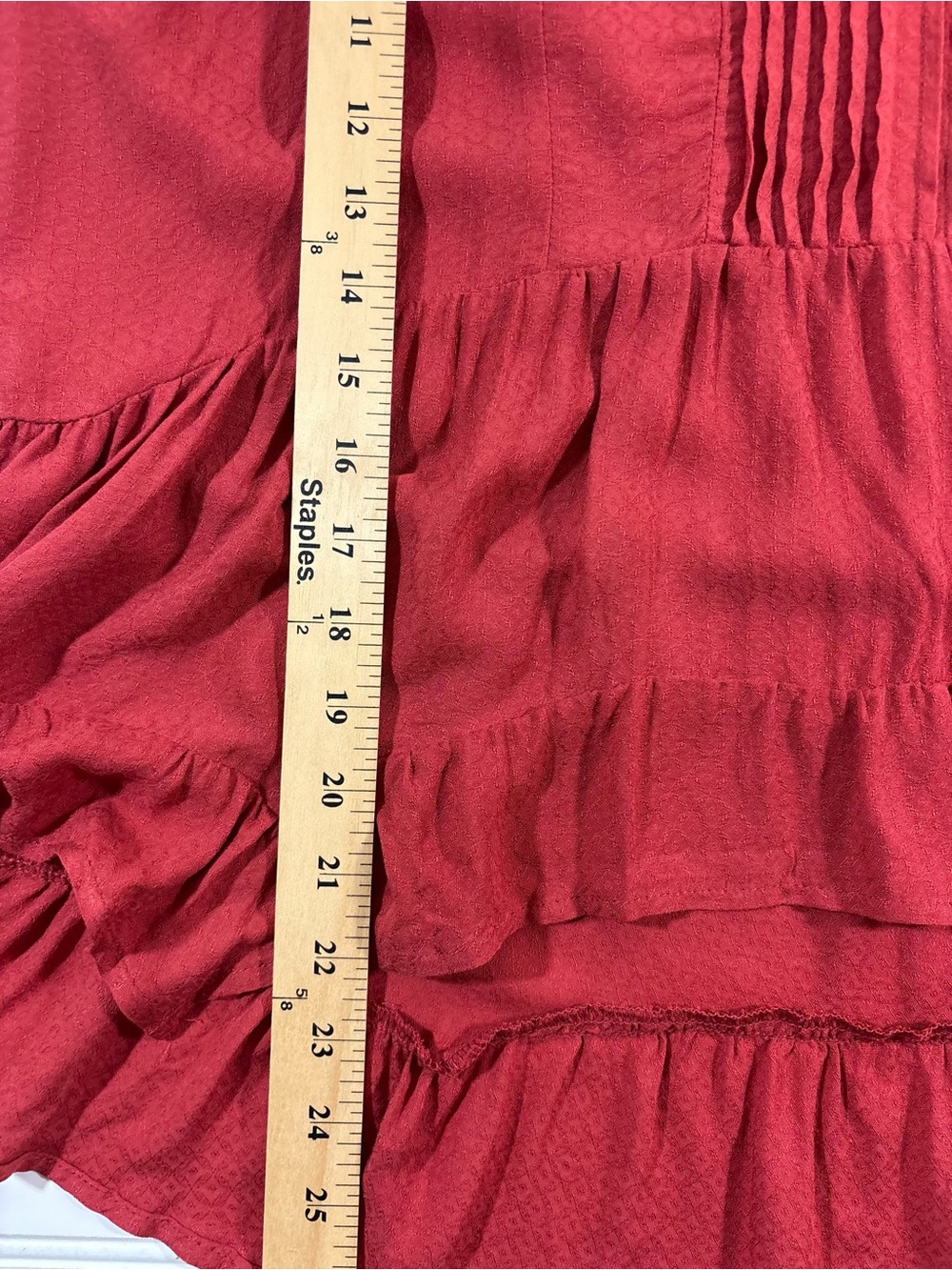 Maurices Ruffled Babydoll Blouse Cap Sleeve Rust Red Womens Size XXL Flowy Boho - Picture 13 of 16